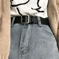 NOVÉ PU kožené opasky pre ženy Štvorcová spona Spona Spona Džínsy Čierny opasok Elegantná značka Dámske Vintage pásik Dámsky pás
