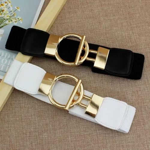 Amabhande Okugqoka Imfashini Yabesifazane Ukhalo Olulula I-Elastic Ladies Band Round Buckle Umhlobiso Ijazi Ijazi Iphathi Ibhande Ibhande Ibhande Ibhande Isipho