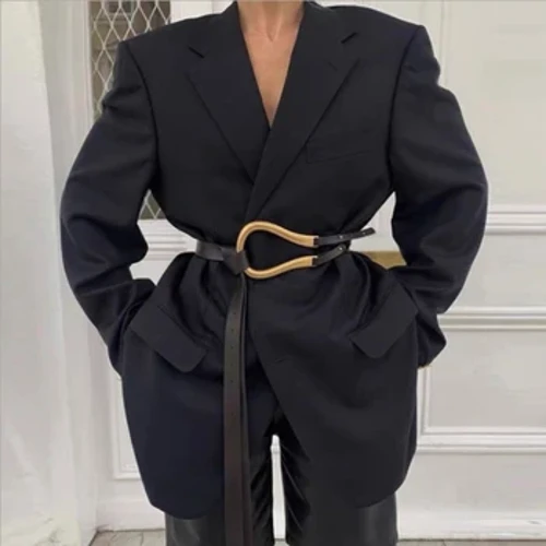 Vahşi Bayanlar Kemer Kadın Kemer Işık Lüks Kişilik Kavisli Metal At Nalı Tokası Büyük U şeklinde Moda