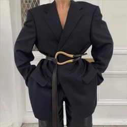 Ceinture sauvage pour femmes, légère, de luxe, personnalité incurvée en métal, boucle en fer à cheval, grande forme en U, à la mode