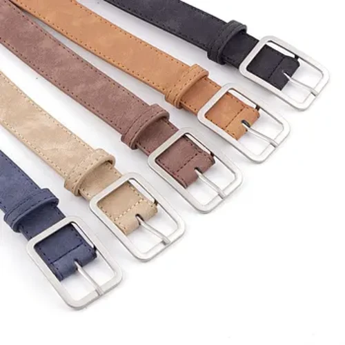Cinture con fibbie quadrate alla moda Cinture da donna Cinture in pelle con fibbia argento per jeans Cinture selvagge retrò per donne Cinture per studenti