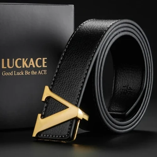 LUCKACE Thắt Lưng Thiết Kế Dành Cho Nam Thời Trang Nữ Cao Cấp Chữ Trơn Khóa Thắt Lưng Hợp Kim V Khóa Thắt Lưng Da Quà Tặng Eo