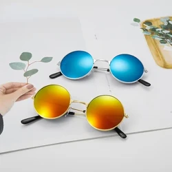 2022 Hot Vintage Tròn Kính Mát Trẻ Em Dành Cho Trẻ Em Gọng Kim Loại AC Ống Kính Thiết Kế Hợp Thời Trang Thương Hiệu Du Lịch Biển Sắc Thái Quà Tặng