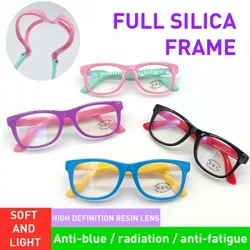 Anti Blue Light Kids Glasses Children Boy Girls kānana Soft Frame Square Computer Optical Frame Reflective Blocking Eyeglasses