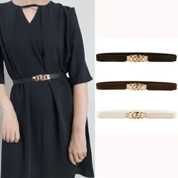 Cinturón fino para mujer, camisa decorativa delgada con vestido, hebilla multianillo, atmósfera elástica alta, estilo nuevo de verano