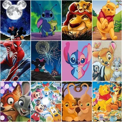 Katuni ya Uchoraji ya Almasi ya Disney ya 5D Katuni ya Anime ya Almasi Winnie The Pooh Spiderman Rhinestone Picture ya Chumba cha watoto Mapambo ya DIY