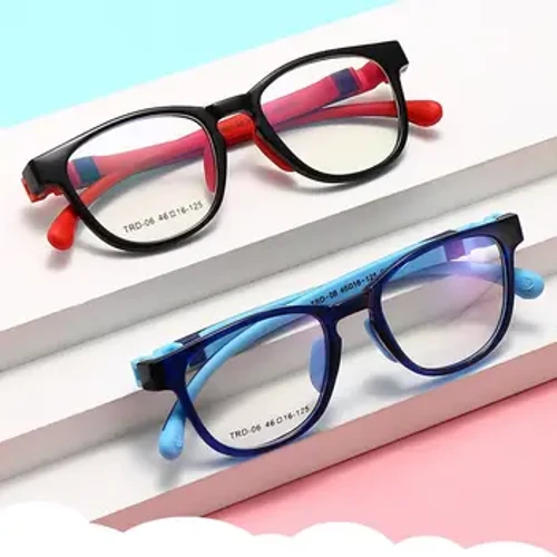 I-Anti Blue Light Kids Glasses Square Children Boys Girls Computer Optical Frame Reflective Blocking Eyeglasses Filter TR90 Frame