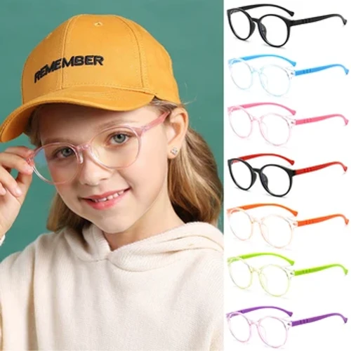 Izibuko Zokuvinjwa Okukhanyayo Okuluhlaza Kwezingane Izibuko Zekhompyutha Ze-Silicone Uzimele Sula Ilensi Yentombazane Umfana Wevidiyo Imidlalo Yemidlalo Yezingane I-Eyewear Yezokuphepha