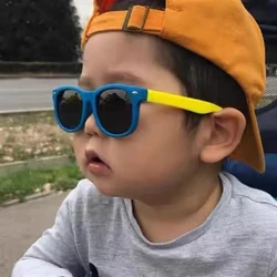 Kacamata Hitam Anak-anak Terpolarisasi TR90 Bingkai Gel Silikon Klasik Persegi Anak Kacamata Matahari Anak Perempuan Laki-laki Multi Warna Kacamata Bayi UV400