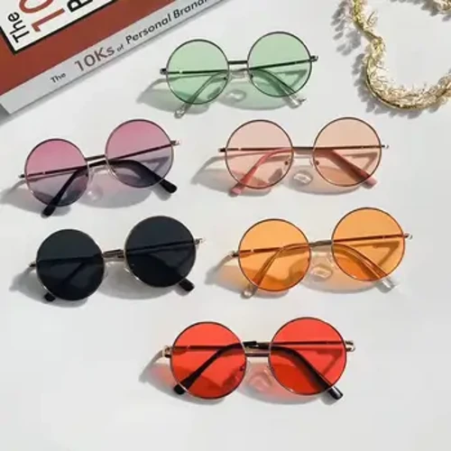14 Mm Anak Retro Bingkai Bulat Kacamata Hitam Lensa Merah Muda Lensa Fashion Anak Laki-laki Anak Perempuan UV400 Perlindungan Kacamata Musim Panas Kacamata Matahari BARU