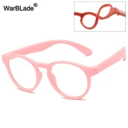 Ronn Blo Liicht Kanner Brëll Silikon Flexibel Kanner Optesch Frame Jongen Meedercher Computer Transparent Blockéieren Brëller UV400
