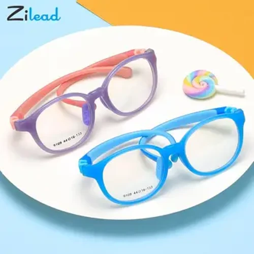 Zilead Kids Computer Glasses Sbectol Golau Gwrth Glas Blocio Chwaraeon Gwrthlithro Gogls Ffrâm Silicôn Eyeglasses Plentyn Bechgyn Merched Llygaid Merched