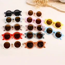 Fashion Bulat Bingkai Kacamata Hitam untuk Anak-anak UV400 Bayi Laki-laki Anak Perempuan Anak Lucu Kacamata Matahari Buram Kacamata Sun Shade Kacamata