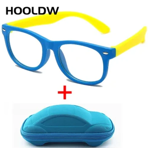 HOOLDW Mới Chống Ánh Sáng Xanh Kính Trẻ Em Bé Trai Bé Gái Gọng Kính Máy Tính Kính Trong Suốt Trẻ Em Silicon Mềm Kính Mắt