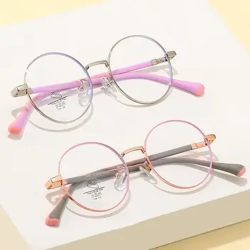 Izingilazi ezikhanyayo ezi-Anti-blue zezingane Abafana Amantombazane I-Classic Metal Frame I-Computer Goggles Eye Protection Optical Eyeglasses Nerd Eyewear