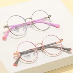 Anti-asul na Banayad na Salamin para sa Mga Bata Mga Batang Babae Klasikong Metal Frame Mga Salamin sa Mata ng Computer Proteksyon sa Mata Optical na Salamin sa Mata Nerd Eyewear