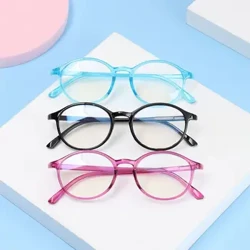 1PC Gwrth-glas Golau Kids Glasses Plant Bechgyn Merched Tryloyw Rownd Cyfrifiadur Gogls Amddiffyn Llygaid Ultralight Frame Eyewear
