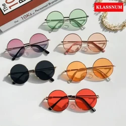 1 Pcs Baru Retro Kacamata Bingkai Bulat Kacamata Anak-anak Bayi Liar Gaya Inggris Kacamata Logam 2022 Hadiah Tahun Baru untuk Anak-anak
