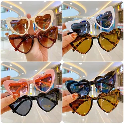 Moda Kalp Shap Sevimli Çocuk Güneş Gözlüğü Büyük Çerçeve Glitter Pembe Yaz Güneş Tonları Gözlük Açık Gözlük UV400 Trend Gözlük