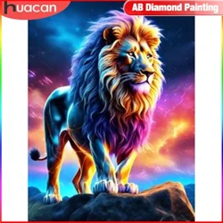 Huacan leão pintura diamante kit completo mosaico animal nova coleção 2024 pinturas decorativas de paisagem