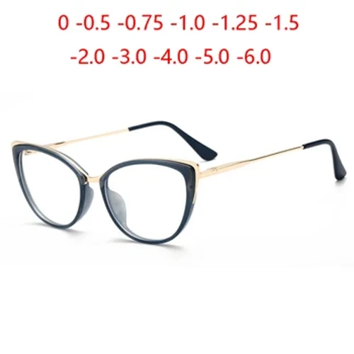Chống Ánh Sáng Xanh Mắt Mèo Đơn Thuốc Kính Nữ Cận Thị Ống Kính Photochromic Kính Diop 0 -0.5 -0.75 -1.0 -2.0 Đến -6.0