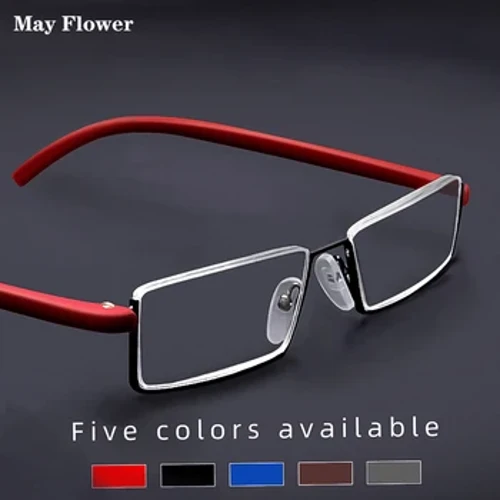 Tháng 5 Hoa Kim Loại Chống Ánh Sáng Xanh Kính Đọc Sách Nam Nửa Gọng Đơn Thuốc Kính Mắt Nam TR90 Kính Mắt Có Ốp Lưng Kínhulos +1.75