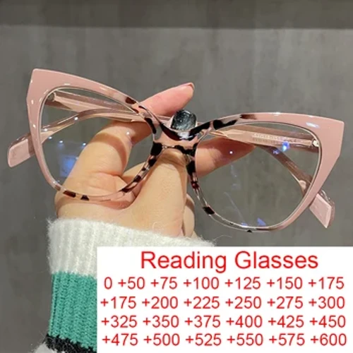 Receptbelagda glasögon för kvinnor Optiskt Blått Ljusblockerande Läsglasögon Rosa Leopard Cat Eye Transparent Mode Glasögon 2024