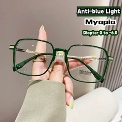 Imfashini Entsha Yezibuko Zezibuko Ze-Myopia Yabesifazane Abesilisa Isikwele Sezibuko Engacacile Retro Minus Diopter Eyeglasses Optical Prescription