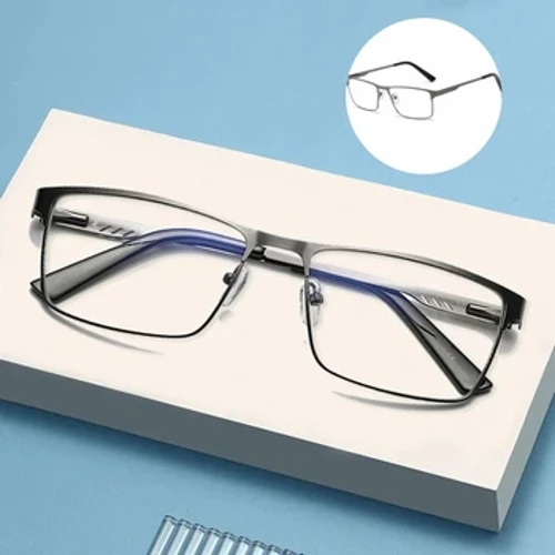 Men Cearnóg Miotal Léitheoireacht Fráma Mór Gloiní Presbyopia Gnó Oversized Ríomhaire Críochnaithe Eyewear+1.0+1.5+2.0+2.5+3.0+3.5+4.0