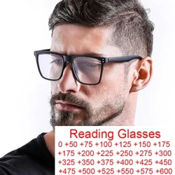 Lunettes de lecture Anti-lumière bleue pour hommes, Vintage, carrées noires, sur Prescription, TR90, monture surdimensionnée + 1.5