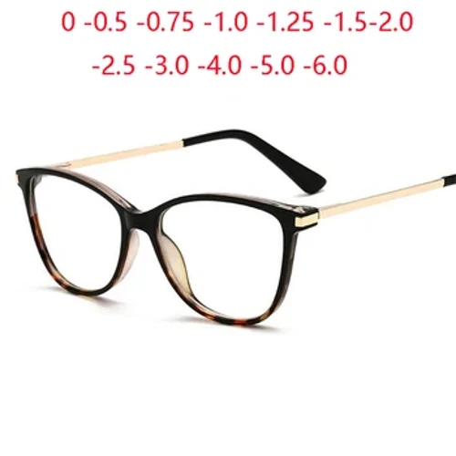 Anti Blue Light Cat Eye Myopia Brëll Fraen Mark Designer Fréijoer Been Rezept Brëll Frame Diopter 0 -0.5 -0.75 Zu -6