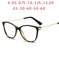 Anti Blue Light Cat Eye Myopia Brëll Fraen Mark Designer Fréijoer Been Rezept Brëll Frame Diopter 0 -0.5 -0.75 Zu -6