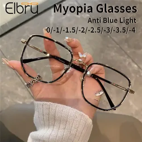 Gloiní Myopia Cearnóg Oversized Elbru Mná Fir Faisean Bloc Solas Gorm Oideas Gloiní Optúla Nearsighted 0-0.5-1-1.25-6