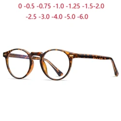 Izibuko ze-Anti Blue Rays Round Kadokotela Zezibuko Lemiyalelo Yomfundi Ye-Leopard Frame Frame 0 -0.5 -0.75 To -6.0
