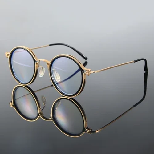 Erkekler Moda Küçük Çerçeve Yuvarlak okuma gözlüğü Alaşım Büyüteç Gözlük Göz Reçete Şeffaf Lens Anti Mavi Işık Gözlük +0~+4