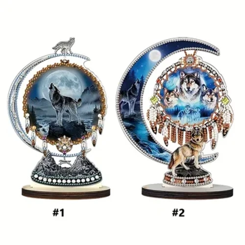 1ks DIY Wolf Diamond Painting Desktop Dekorácia Diamond Art Painting Table Decor Krištáľový drahokam Diamantové umelecké stolové ozdoby