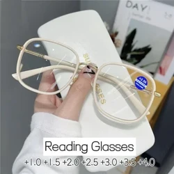 Fyrkantiga läsglasögon för damer Modetrend Presbyopia Glasögon för kvinnor Män Optiska Receptbelagda Farsight Glasögon 0 Till +4,0