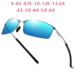 Anti-Glare Square Myopia Aurinkolasit Miesten Polarisoidut Muoti Metalli Ajo-aurinkolasit Miehille 0 -0,5 -0,75 - -6,0