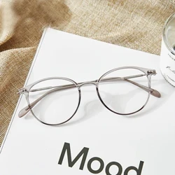 Acetate Unisex Hợp Kim Chắc Chắn Kính Gọng Nữ Đơn Thuốc Kính Thiết Kế Thời Trang Kim Loại Vòng Tròn Kính Cận Thị Kính