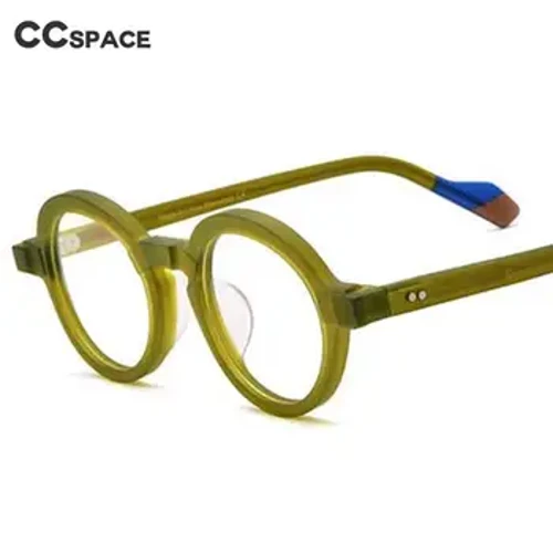 54704 Poʻai Nui Poʻa Kiʻekiʻe Acetate Frame Kala Splicing Kāhua Makaaniani Pale Retro Women Brand Design Frosted Glasses