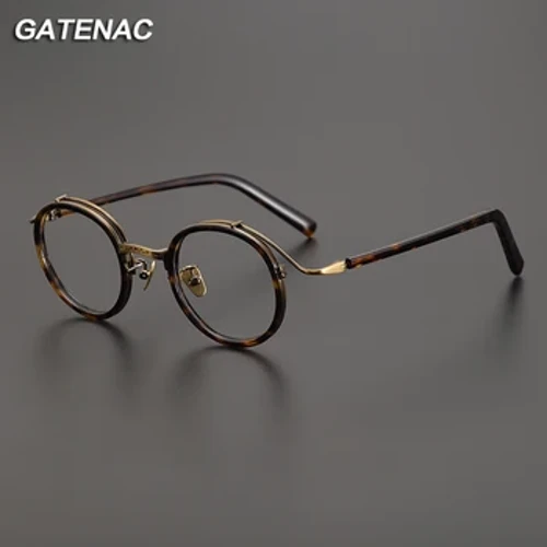 Vintage Kính Acetate Gọng Nam Tròn Cao Cấp Cận Thị Đơn Thuốc Quang Kính Mắt Gọng Nữ Retro Thương Hiệu Hàn Quốc Kính Mắt