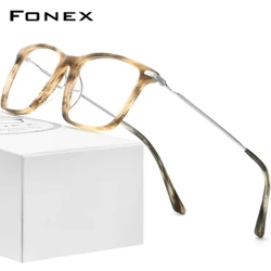 FONEX Titan Optesch Brëll Frame Männer 2021 Retro Square Rezept Brëller Fraen Myopia Acetat Spektakel Brëller F85668