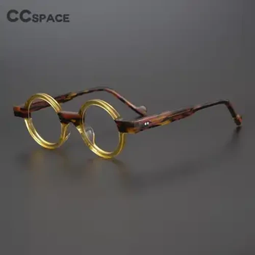 55104 Vintage Round Acetate Eyeglasses Frame Men Myopia Prescription Glasses Babae Optical na Salamin Steampunk Eyewear