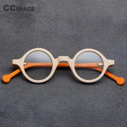 55724 Vintage Tròn Acetate Kính Gọng Nam Quang Đơn Thuốc Kính Mắt Gọng Nữ Hàn Quốc Cao Cấp Thương Hiệu Kính Mắt