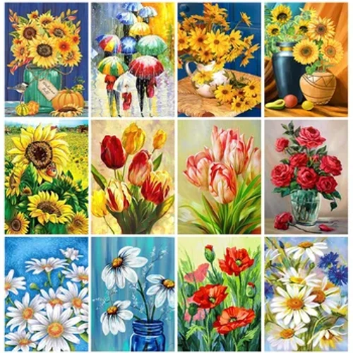 5D DIY Diamond Painting Kit Floral Landscape Cross Diamond Embroidery Painting Buong Round Diamond Mosaic Home Decor Gift