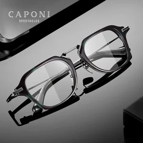 CAPONI Kính Nam Thời Trang Gọng Titan Nguyên Chất Acetate Retro Chống Ánh Sáng Xanh Kính Mắt Thiết Kế Người Đức Kính Đeo Mắt JF413