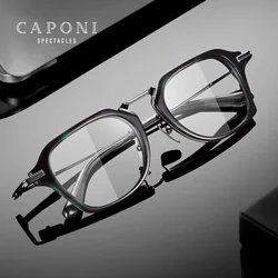 CAPONI Kính Nam Thời Trang Gọng Titan Nguyên Chất Acetate Retro Chống Ánh Sáng Xanh Kính Mắt Thiết Kế Người Đức Kính Đeo Mắt JF413