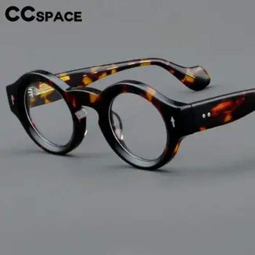 57359 Yuvarlak Kalınlaşmak Asetat Gözlük Çerçevesi Moda Perçin Optik Gözlük Erkekler Bayan Vintage Reçete Gözlük