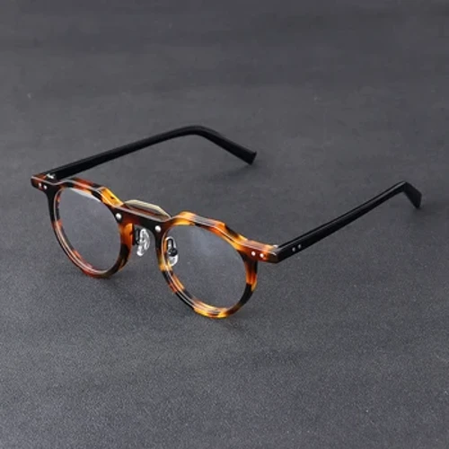 Asetat Optik Gözlük Erkekler Vintage Reçete Gözlük Çerçevesi Kadın Retro Yuvarlak Gözlük Gözlük
