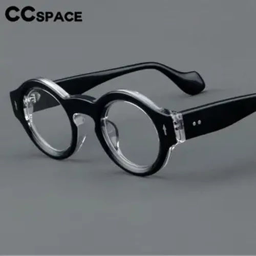 57359 Vintage Kalın Asetat Gözlük Çerçeveleri Trend Perçin Optik Gözlük Erkek Kadın Yuvarlak Reçete Gözlük
